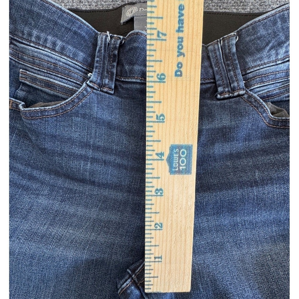 Democracy Ab Solution Skinny Jeans Dark Wash Raw Fray Hem Slit Size 4 Womens - Picture 6 of 9